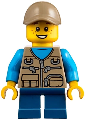 Preowned LEGO® Minifigure – Town cty0845 Child Boy Dark Tan Vest over Dark Azure Shirt Dark