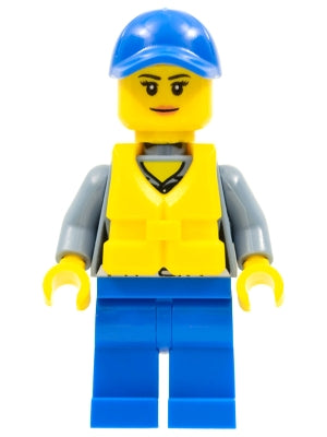 Preowned LEGO® Minifigure – Town cty0862 Coast Guard City Female Crew Member Blue Cap w/Lif