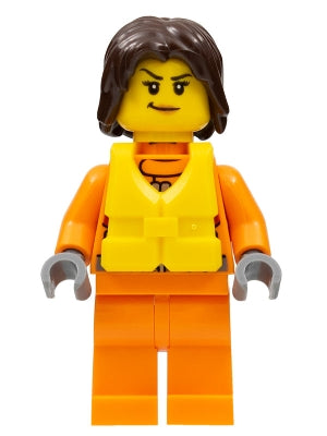 Preowned LEGO® Minifigure – Town cty0863 Coast Guard City Female Rescuer Dark Brown Hair w/