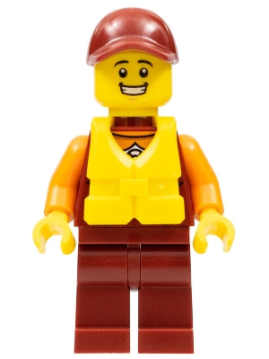 Preowned LEGO® Minifigure – Town cty0866 Coast Guard City Rescuer Dark Red Cap w/Big Smile