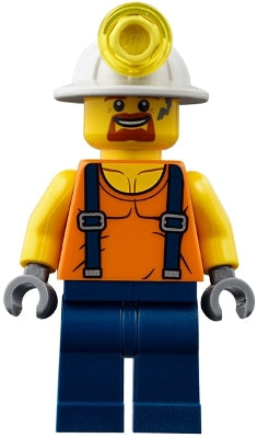 Preowned LEGO® Minifigure – Town cty0884 Miner Shirt w/Straps Dark Blue Legs Mining Helmet