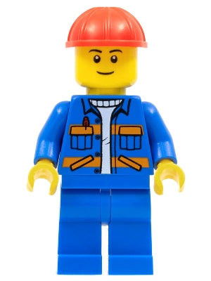 Preowned LEGO® Minifigure – Town cty0889 Blue Jacket w/Diagonal Lower Pockets and Orange St