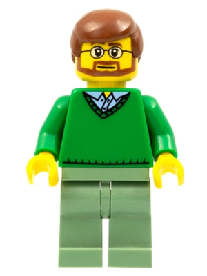 Preowned LEGO® Minifigure – Town cty0893 Green V-Neck Sweater Sand Green Legs Reddish Brown