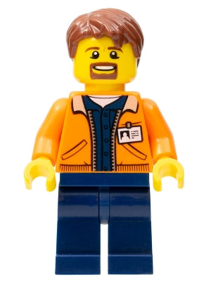Preowned LEGO® Minifigure – Town cty0895 Miner Equipment Operator w/Beard Reddish Brown Hai
