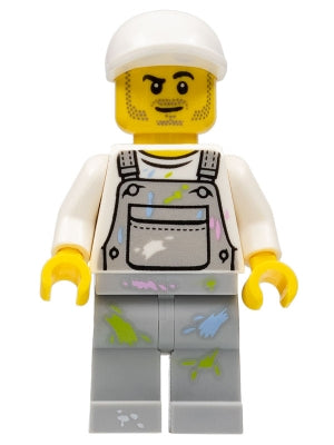 Preowned LEGO® Minifigure – Town cty0897 Painter Male Light Bluish Gray Overalls w/Paint Sp