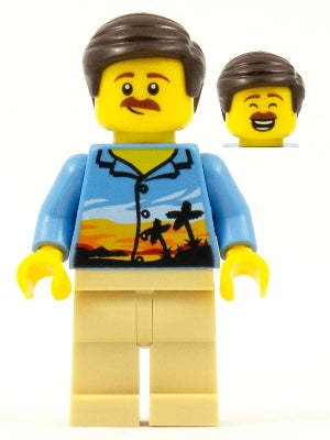 Preowned LEGO® Minifigure – Town cty0909 Hiker Male Parent Palm Tree Shirt Moustache Dark B