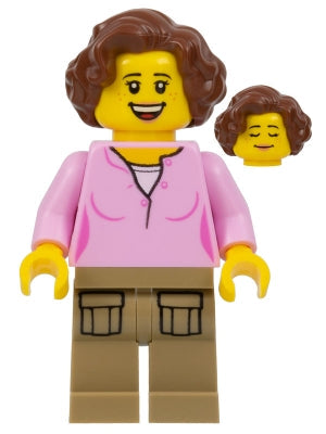 Preowned LEGO® Minifigure – Town cty0910 Hiker Female Parent Pink Shirt Dark Tan Legs
