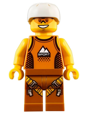 Preowned LEGO® Minifigure – Town cty0917 Rock Climber Orange Tank Top Dark Orange Legs w/Cl