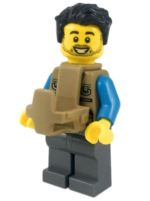 Preowned LEGO® Minifigure – Town cty0919 Camper Male Dark Tan Vest over Dark Azure Shirt Da