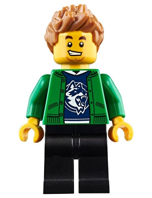 Preowned LEGO® Minifigure – Town cty0920 Hiker Male Green Jacket over Raccoon Shirt Black L