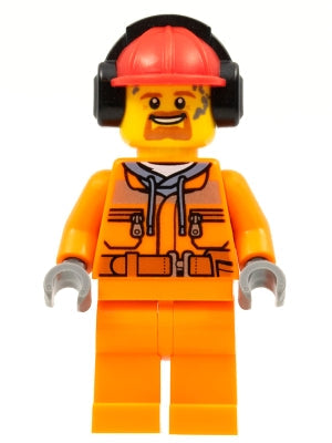 Preowned LEGO® Minifigure – Town cty0935 Construction Worker Male Orange Safety Jacket Refl