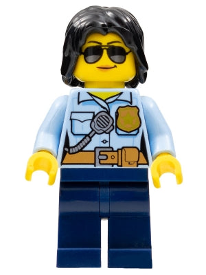 Preowned LEGO® Minifigure – Town cty0936 Police Officer Female Dark Blue Legs Sunglasses