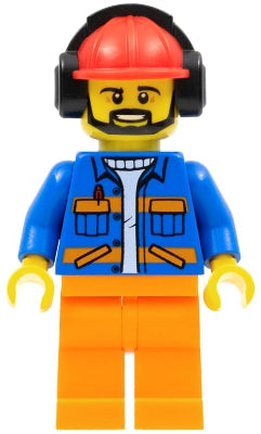 Preowned LEGO® Minifigure – Town cty0949 Airport Flagger Male Blue Jacket w/Diagonal Lower