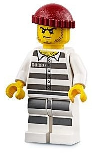Preowned LEGO® Minifigure – Town cty0954 Sky Police Jail Prisoner 50380 Prison Stripes Stub