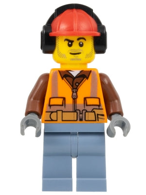 Preowned LEGO® Minifigure – Town cty0955 Construction Worker Male Orange Safety Vest Reflec