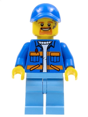 Preowned LEGO® Minifigure – Town cty0956 Garbage Worker Male Blue Jacket w/Diagonal Lower P