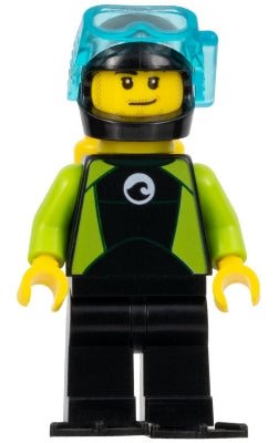 Preowned LEGO® Minifigure – Town cty0958 Diver Male Black Flippers and Wetsuit w/White Logo