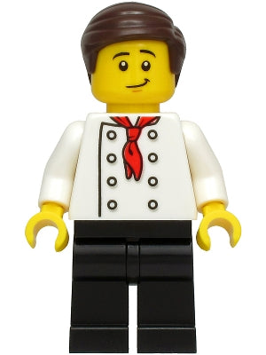 Preowned LEGO® Minifigure – Town cty0964a Burger Chef White Torso w/8 Buttons No Wrinkles F