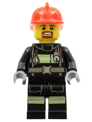 Preowned LEGO® Minifigure – Town cty0966 Fire Reflective Stripes w/Utility Belt Red Fire He