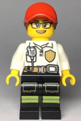 Preowned LEGO® Minifigure – Town cty0970 Fire Female White Shirt w/Fire Logo Badge and Belt
