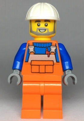 Preowned LEGO® Minifigure – Town cty0971 Construction Worker Male Orange Overalls w/Reflect