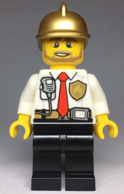 Preowned LEGO® Minifigure – Town cty0973 Fire White Shirt w/Tie and Belt and Radio Black Le