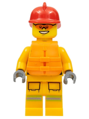 Preowned LEGO® Minifigure – Town cty0974 Fire Reflective Stripes Bright Light Orange Suit L