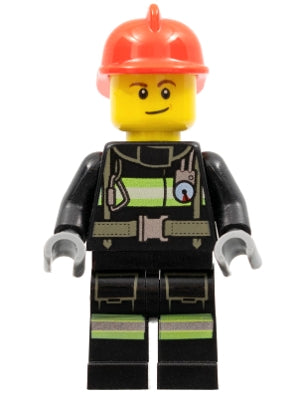 Preowned LEGO® Minifigure – Town cty0975 Fire Reflective Stripes w/Utility Belt Red Fire He