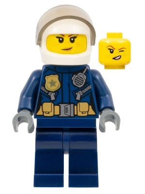 Preowned LEGO® Minifigure – Town cty0976 Police City Helicopter Pilot Female Gold Badge and