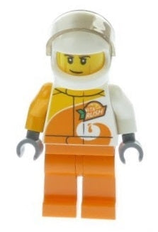 Preowned LEGO® Minifigure – Town cty0983 Desert Rally Racer Driver w/Orange ViTA RUSH Logo