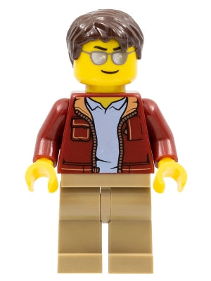 Preowned LEGO® Minifigure – Town cty0985 Man Dark Red Jacket w/Bright Light Blue Shirt Dark