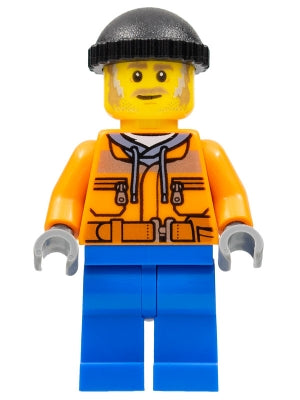 Preowned LEGO® Minifigure – Town cty0990 Snow Groomer Operator Male Orange Safety Jacket Re