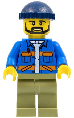 Preowned LEGO® Minifigure – Town cty0996 Dock Worker Male Blue Jacket w/Diagonal Lower Pock