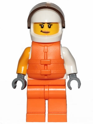 Preowned LEGO® Minifigure – Town cty1002 Jet Skier Female ViTA RUSH Logo Life Jacket