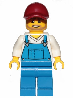 Preowned LEGO® Minifigure – Town cty1006 Gardener Male Blue Overalls over V-Neck Shirt Blue