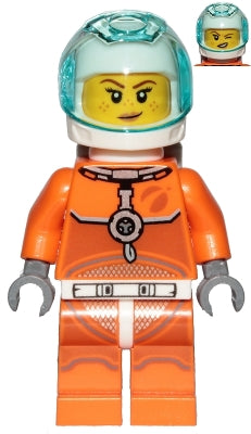 Preowned LEGO® Minifigure – Town cty1008 Astronaut Female Orange Spacesuit w/Dark Bluish Gr