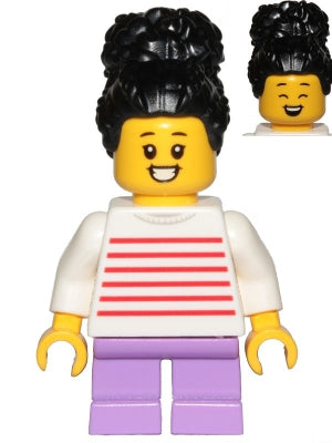 Preowned LEGO® Minifigure – Town cty1019 Girl White w/Red Stripes Sweater Medium Lavender S