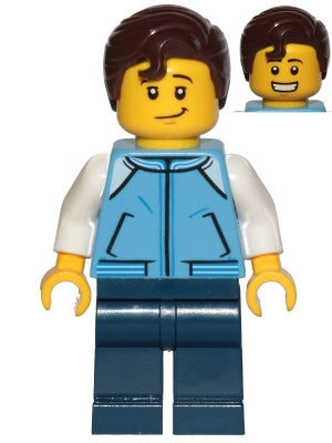 Preowned LEGO® Minifigure – Town cty1021 Teenage Boy Medium Blue Jacket Dark Blue Legs Dark