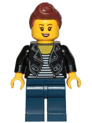 Preowned LEGO® Minifigure – Town cty1022 Teenage Girl Black Jacket and White Shirt w/Black