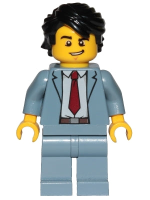 Preowned LEGO® Minifigure – Town cty1032 Reporter Sand Blue Suit Dark Red Tie Black Hair Sw