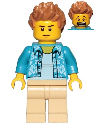 Preowned LEGO® Minifigure – Town cty1033 Camera Operator Hawaiian Shirt Tan Legs Medium Nou