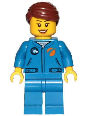 Preowned LEGO® Minifigure – Town cty1036 Astronaut Female Blue Jumpsuit Reddish Brown Hair