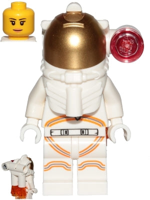 Preowned LEGO® Minifigure – Town cty1039 Astronaut Female White Spacesuit w/Orange Lines Si