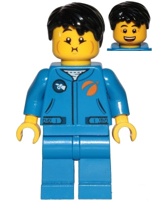Preowned LEGO® Minifigure – Town cty1040 Astronaut Male Blue Jumpsuit Black Hair Short Tous