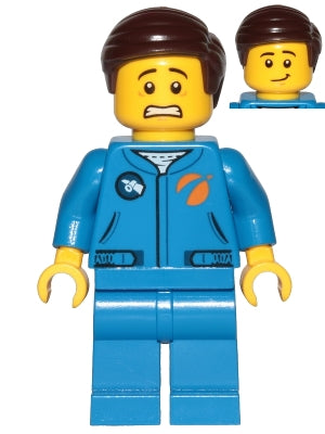 Preowned LEGO® Minifigure – Town cty1041 Astronaut Male Blue Jumpsuit Dark Brown Hair Short