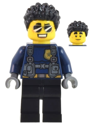 Preowned LEGO® Minifigure – Town cty1042 Police Officer Male Dark Blue Shirt w/Harness Blac