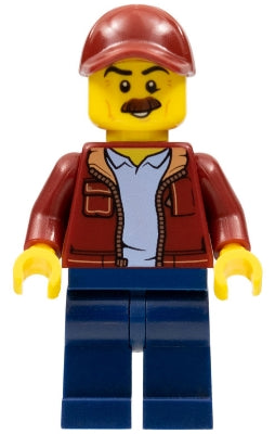 Preowned LEGO® Minifigure – Town cty1043 Man Dark Red Jacket w/Bright Light Blue Shirt Dark