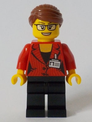 Preowned LEGO® Minifigure – Town cty1045 Reporter Female Red Suit Jacket w/ID Badge Black L