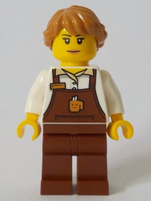 Preowned LEGO® Minifigure – Town cty1049 Barista Female Reddish Brown Apron w/Cup and Name