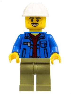 Preowned LEGO® Minifigure – Town cty1050 Truck Driver Blue Jacket over Dark Red V-Neck Swea